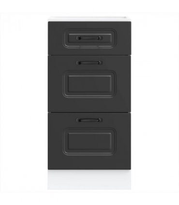 vidaXL Kitchen Base Cabinet "Kalmar" Black Engineered Wood — Model: 1x bottom cabinet (3 drawers) 40 cm wide 81.5 cm high