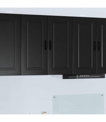 vidaXL Dishwasher Panel Kalmar Black 80 x 31 x 80 cm Engineered Wood — Model: 1x wall cabinet (2 doors) 80 cm wide 80 cm high