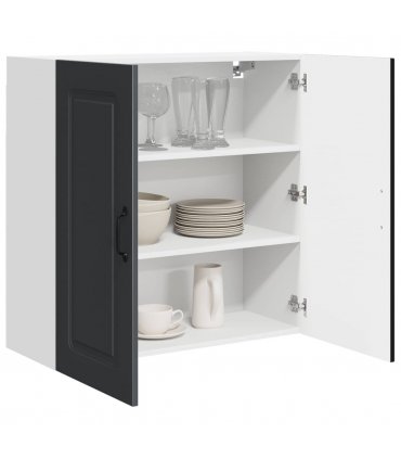 vidaXL Dishwasher Panel Kalmar Black 80 x 31 x 80 cm Engineered Wood — Model: 1x wall cabinet (2 doors) 80 cm wide 80 cm high