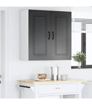 vidaXL Dishwasher Panel Kalmar Black 80 x 31 x 80 cm Engineered Wood — Model: 1x wall cabinet (2 doors) 80 cm wide 80 cm high