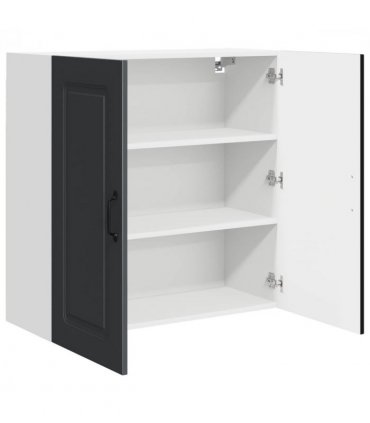 vidaXL Dishwasher Panel Kalmar Black 80 x 31 x 80 cm Engineered Wood — Model: 1x wall cabinet (2 doors) 80 cm wide 80 cm high