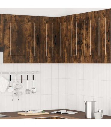 vidaXL Kitchen Wall Corner Cabinet Kalmar Smoked Oak Engineered Wood — Model: 1x wall corner cabinet 57 cm wide 60 cm high