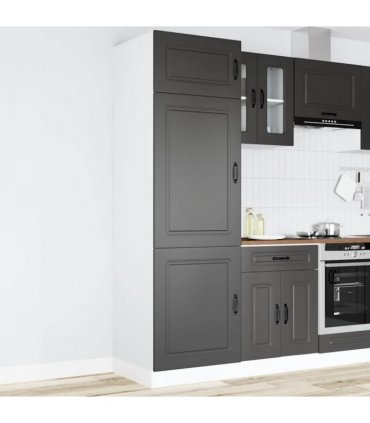vidaXL Kitchen Cupboard Kalmar Black Engineered Wood — Model: 1x cupboard 60 cm wide 207 cm high