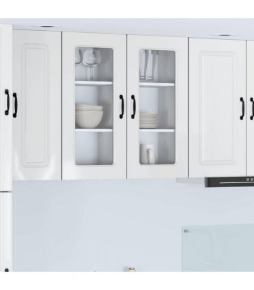 vidaXL Dishwasher Panel Kalmar 2 pcs High Gloss White 40 x 31 x 80 — Model: 2x wall glass cabinet (1 door) 40 cm wide 80 cm high