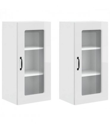 vidaXL Dishwasher Panel Kalmar 2 pcs High Gloss White 40 x 31 x 80 — Model: 2x wall glass cabinet (1 door) 40 cm wide 80 cm high