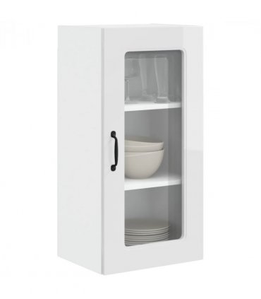 vidaXL Dishwasher Panel Kalmar 2 pcs High Gloss White 40 x 31 x 80 — Model: 2x wall glass cabinet (1 door) 40 cm wide 80 cm high