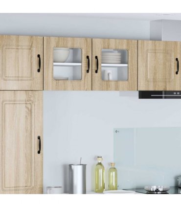 vidaXL Dishwasher Panel Kalmar 2 pcs Sonoma Oak 40 x 31 x 40 cm — Model: 2x wall glass cabinet (1 door) 40 cm wide 40 cm high