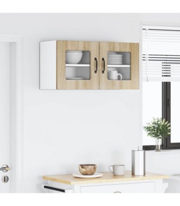 vidaXL Dishwasher Panel Kalmar 2 pcs Sonoma Oak 40 x 31 x 40 cm — Model: 2x wall glass cabinet (1 door) 40 cm wide 40 cm high