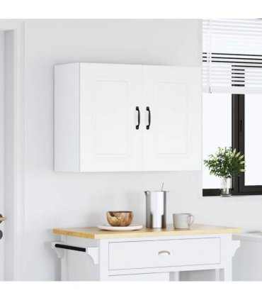 vidaXL Kitchen Wall Cabinet Kalmar White Engineered Wood — Model: 1x wall cabinet (2 doors) 80 cm wide 60 cm high