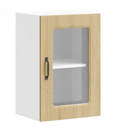 vidaXL Kitchen Wall Cabinet with Glass Door Kalmar Sonoma Oak Engi — Model: 1x wall glass cabinet (1 door) 40 cm wide 60 cm high