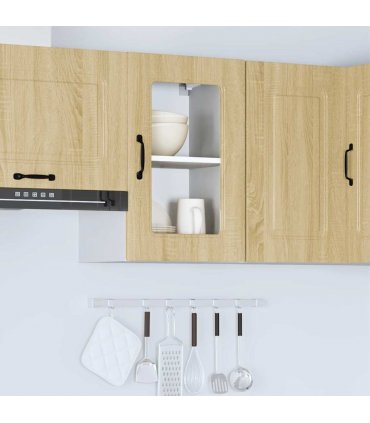 vidaXL Kitchen Wall Cabinet with Glass Door Kalmar Sonoma Oak Engi — Model: 1x wall glass cabinet (1 door) 40 cm wide 60 cm high