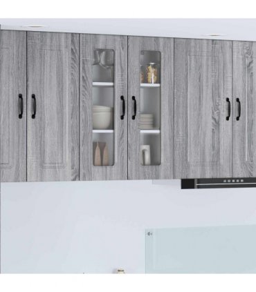 vidaXL Dishwasher Panel Kalmar Grey Sonoma 60 x 31 x 80 cm — Model: 1x wall glass cabinet (2 doors) 60 cm wide 80 cm high