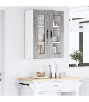 vidaXL Dishwasher Panel Kalmar Grey Sonoma 60 x 31 x 80 cm — Model: 1x wall glass cabinet (2 doors) 60 cm wide 80 cm high