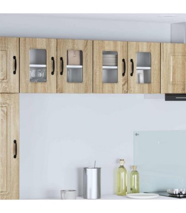vidaXL Dishwasher Panel Kalmar 2 pcs Sonoma Oak 60 x 31 x 40 cm — Model: 2x wall glass cabinet (2 doors) 60 cm wide 40 cm high