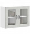 vidaXL Kitchen Wall Cabinet with Glass Door Kalmar Concrete Grey — Model: 1x wall glass cabinet (2 doors) 80 cm wide 60 cm high