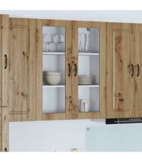vidaXL Dishwasher Panel Kalmar Artisan Oak 80 x 31 x 100 cm — Model: 1x wall glass cabinet (2 doors) 80 cm wide 100 cm high