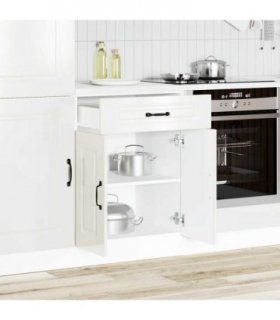 vidaXL Kitchen Base Cabinet Kalmar High Gloss White Engine — Model: 1x bottom cabinet (2 doors 1 drawer) 60 cm wide 81.5 cm high