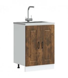 vidaXL Sink Base Cabinet Kalmar Smoked Oak 60x46x81.5 cm Engineered — Model: 1x bottom cabinet (2 doors) 60 cm wide 81.5 cm high