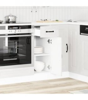 vidaXL Kitchen Base Cabinet Kalmar High Gloss White Enginee — Model: 1x bottom cabinet (1 door 1 drawer) 30 cm wide 81.5 cm high