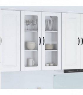 vidaXL Dishwasher Panel Kalmar White 80 x 31 x 100 cm Engineered — Model: 1x wall glass cabinet (2 doors) 80 cm wide 100 cm high
