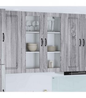vidaXL Dishwasher Panel Kalmar Grey Sonoma 80 x 31 x 100 cm — Model: 1x wall glass cabinet (2 doors) 80 cm wide 100 cm high