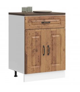 vidaXL Kitchen Base Cabinet Kalmar Old Wood Engineered Woo — Model: 1x bottom cabinet (2 doors 1 drawer) 60 cm wide 81.5 cm high