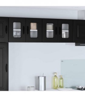 vidaXL Dishwasher Panel Kalmar 2 pcs Black 60 x 31 x 40 cm — Model: 2x wall glass cabinet (2 doors) 60 cm wide 40 cm high