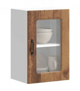 vidaXL Kitchen Wall Cabinet with Glass Door Kalmar Old Wood Engine — Model: 1x wall glass cabinet (1 door) 40 cm wide 60 cm high
