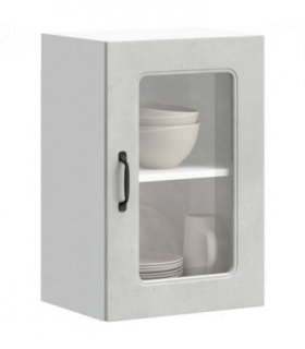 vidaXL Kitchen Wall Cabinet with Glass Door Kalmar Concrete Grey E — Model: 1x wall glass cabinet (1 door) 40 cm wide 60 cm high