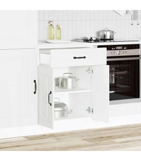 vidaXL Kitchen Base Cabinet Kalmar White Engineered Wood — Model: 1x bottom cabinet (2 doors 1 drawer) 60 cm wide 81.5 cm high