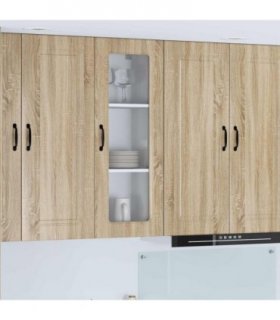 vidaXL Dishwasher Panel Kalmar Sonoma Oak 40 x 31 x 100 cm — Model: 1x wall glass cabinet (1 door) 40 cm wide 100 cm high