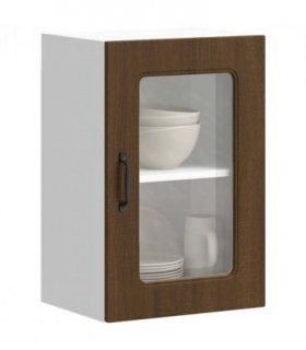 vidaXL Kitchen Wall Cabinet with Glass Door Kalmar Brown Oak Engin — Model: 1x wall glass cabinet (1 door) 40 cm wide 60 cm high