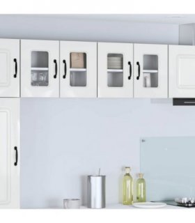vidaXL Dishwasher Panel Kalmar 2 pcs High Gloss White 60 x 31 x 4 — Model: 2x wall glass cabinet (2 doors) 60 cm wide 40 cm high