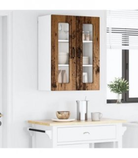 vidaXL Dishwasher Panel Kalmar Old Wood 60 x 31 x 80 cm — Model: 1x wall glass cabinet (2 doors) 60 cm wide 80 cm high