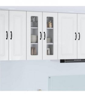 vidaXL Dishwasher Panel Kalmar High Gloss White 60 x 31 x 80 cm — Model: 1x wall glass cabinet (2 doors) 60 cm wide 80 cm high