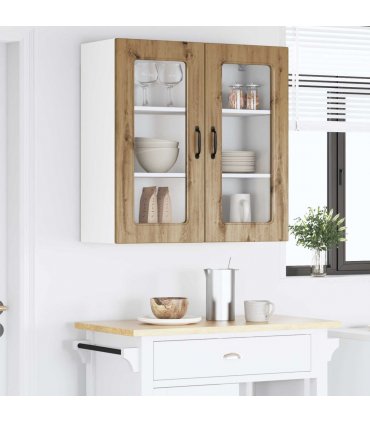 vidaXL Dishwasher Panel Kalmar Artisan Oak 80 x 31 x 80 cm — Model: 1x wall glass cabinet (2 doors) 80 cm wide 80 cm high