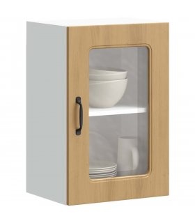 vidaXL Kitchen Wall Cabinet with Glass Door Kalmar Artisan Oak Eng — Model: 1x wall glass cabinet (1 door) 40 cm wide 60 cm high