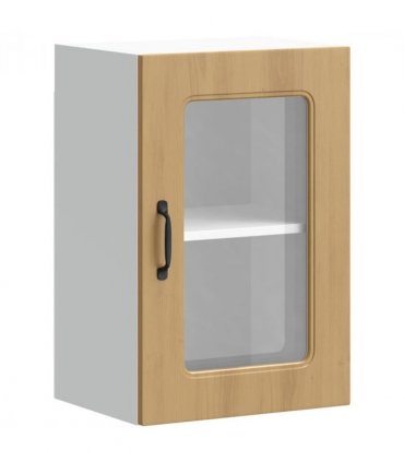 vidaXL Kitchen Wall Cabinet with Glass Door Kalmar Artisan Oak Eng — Model: 1x wall glass cabinet (1 door) 40 cm wide 60 cm high