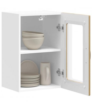 vidaXL Kitchen Wall Cabinet with Glass Door Kalmar Artisan Oak Eng — Model: 1x wall glass cabinet (1 door) 40 cm wide 60 cm high