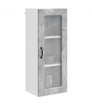 vidaXL Dishwasher Panel Kalmar Concrete Grey 40 x 31 x 100 cm — Model: 1x wall glass cabinet (1 door) 40 cm wide 100 cm high