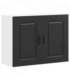 vidaXL Kitchen Wall Cabinet Kalmar Black Engineered Wood — Model: 1x wall cabinet (2 doors) 80 cm wide 60 cm high