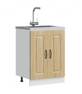 vidaXL Sink Base Cabinet Kalmar Sonoma Oak 60x46x81.5 cm Engineered — Model: 1x bottom cabinet (2 doors) 60 cm wide 81.5 cm high