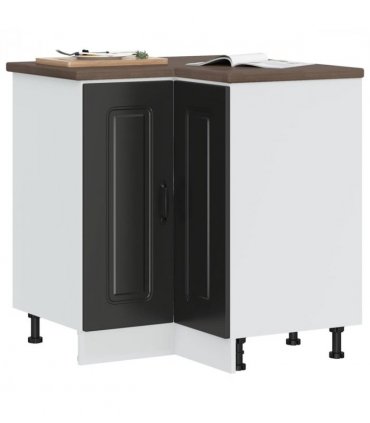 vidaXL Kitchen Corner Base Cabinet Kalmar Black Engineered — Model: 1x corner bottom cabinet (2 doors) 75.5 cm wide 81.5 cm high