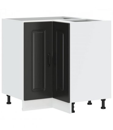 vidaXL Kitchen Corner Base Cabinet Kalmar Black Engineered — Model: 1x corner bottom cabinet (2 doors) 75.5 cm wide 81.5 cm high