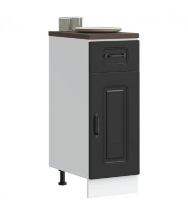 vidaXL Kitchen Base Cabinet Kalmar Black Engineered Wood — Model: 1x bottom cabinet (1 door 1 drawer) 30 cm wide 81.5 cm high