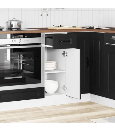 vidaXL Kitchen Base Cabinet Kalmar Black Engineered Wood — Model: 1x bottom cabinet (1 door 1 drawer) 30 cm wide 81.5 cm high