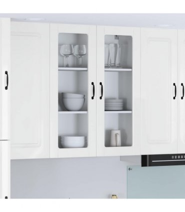 vidaXL Wall Glass Cabinet LUCCA High Gloss White 80 x 31 x 100 cm — Model: 1x wall glass cabinet (2 doors)