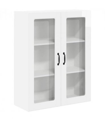 vidaXL Wall Glass Cabinet LUCCA High Gloss White 80 x 31 x 100 cm — Model: 1x wall glass cabinet (2 doors)