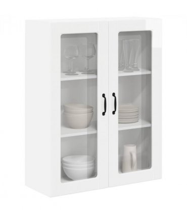 vidaXL Wall Glass Cabinet LUCCA High Gloss White 80 x 31 x 100 cm — Model: 1x wall glass cabinet (2 doors)