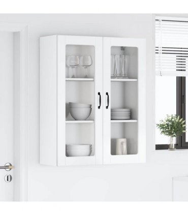 vidaXL Wall Glass Cabinet LUCCA High Gloss White 80 x 31 x 100 cm — Model: 1x wall glass cabinet (2 doors)